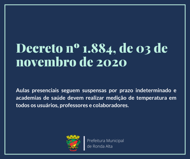 DECRETO MUNICIPAL N° 1.884, DE 03 DE NOVEMBRO DE 2020.